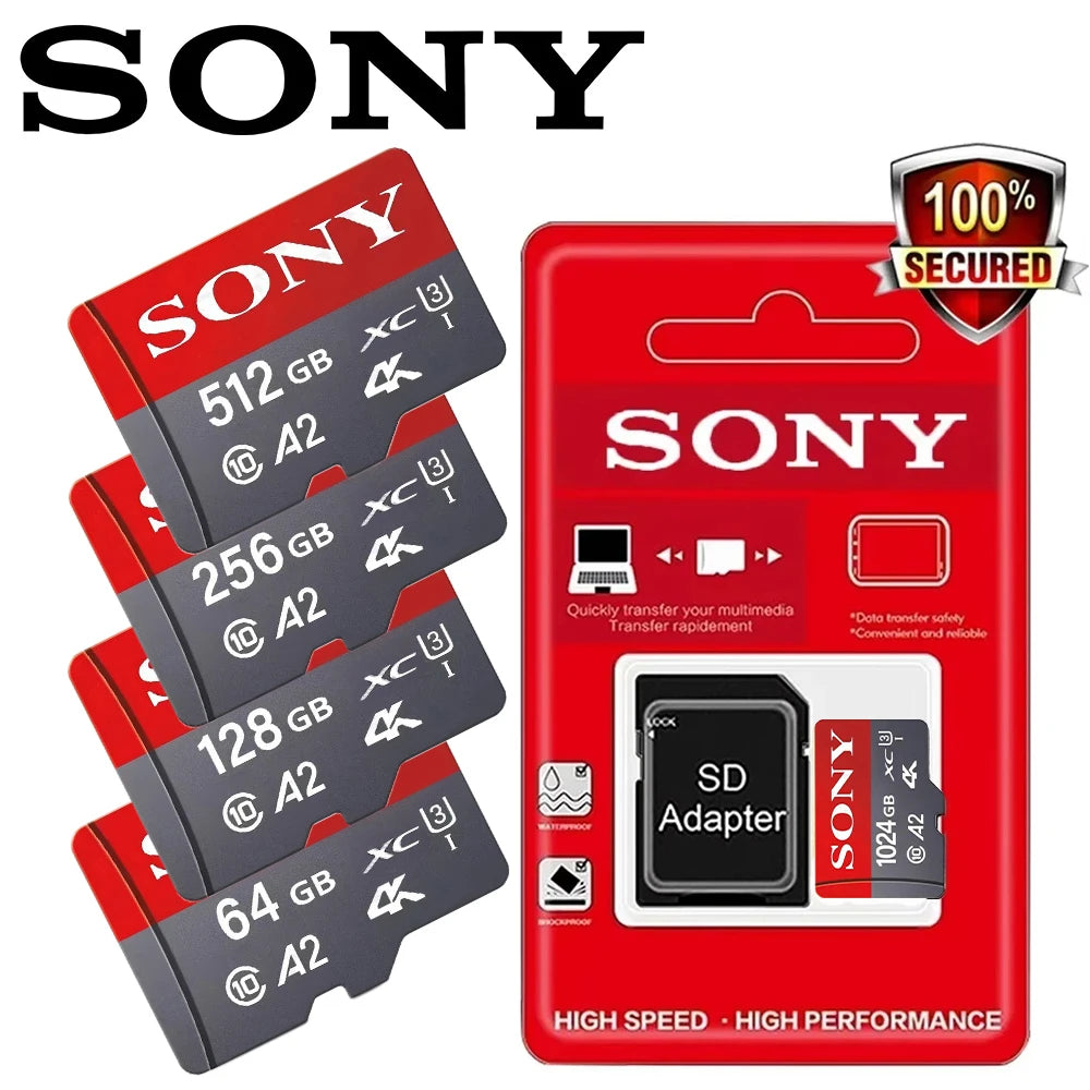 Sony Memory Card 1TB 512GB Micro SD TF 256GB 128GB U1 A1 Micro SD 64GB 100Mb Reading Speed Class 10 Flash Micro Card for Phone