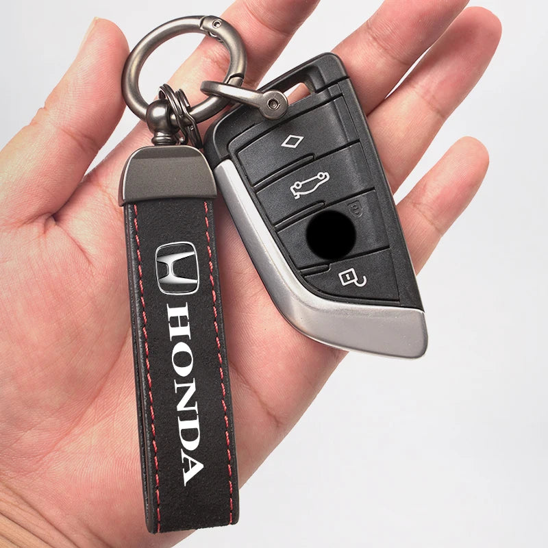2025 Suede Key Ring Sport Car Keychain Custom Gift With Emblem For Honda Civci FIT CRV Accord Jazz HRV Stepwgn Prelude Vezel CRZ