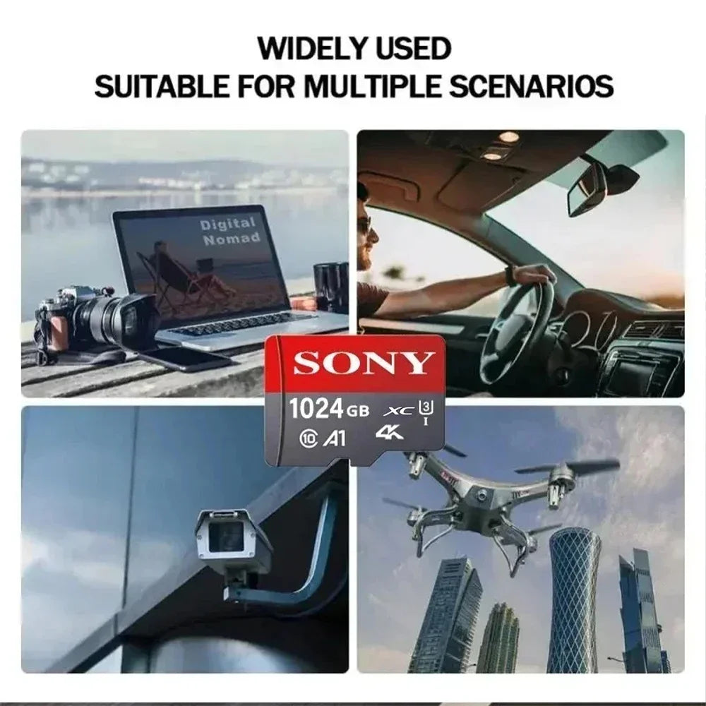 Sony Memory Card 1TB 512GB Micro SD TF 256GB 128GB U1 A1 Micro SD 64GB 100Mb Reading Speed Class 10 Flash Micro Card for Phone