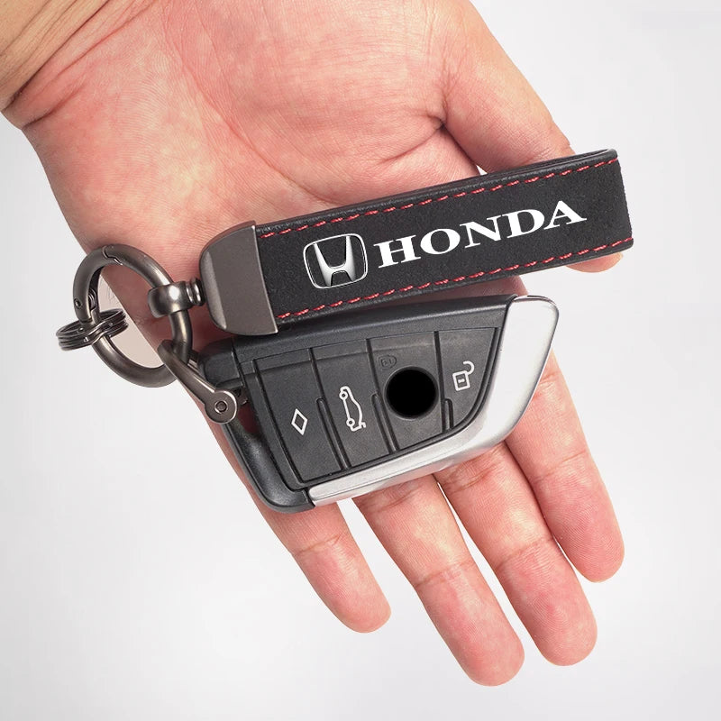 2025 Suede Key Ring Sport Car Keychain Custom Gift With Emblem For Honda Civci FIT CRV Accord Jazz HRV Stepwgn Prelude Vezel CRZ