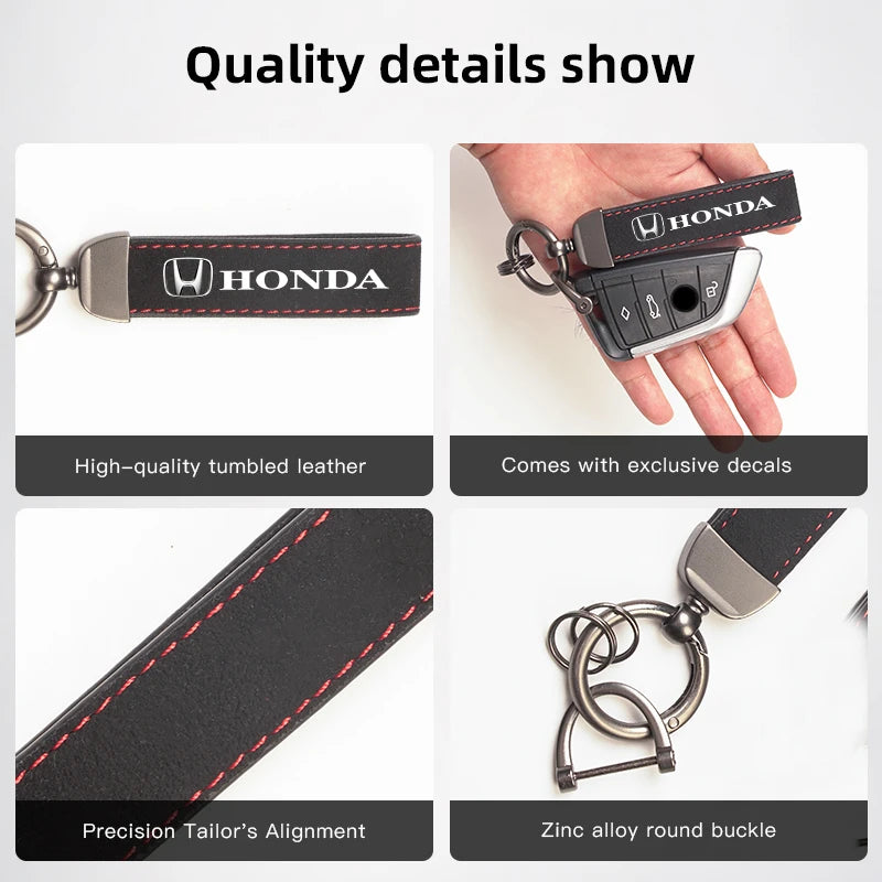 2025 Suede Key Ring Sport Car Keychain Custom Gift With Emblem For Honda Civci FIT CRV Accord Jazz HRV Stepwgn Prelude Vezel CRZ